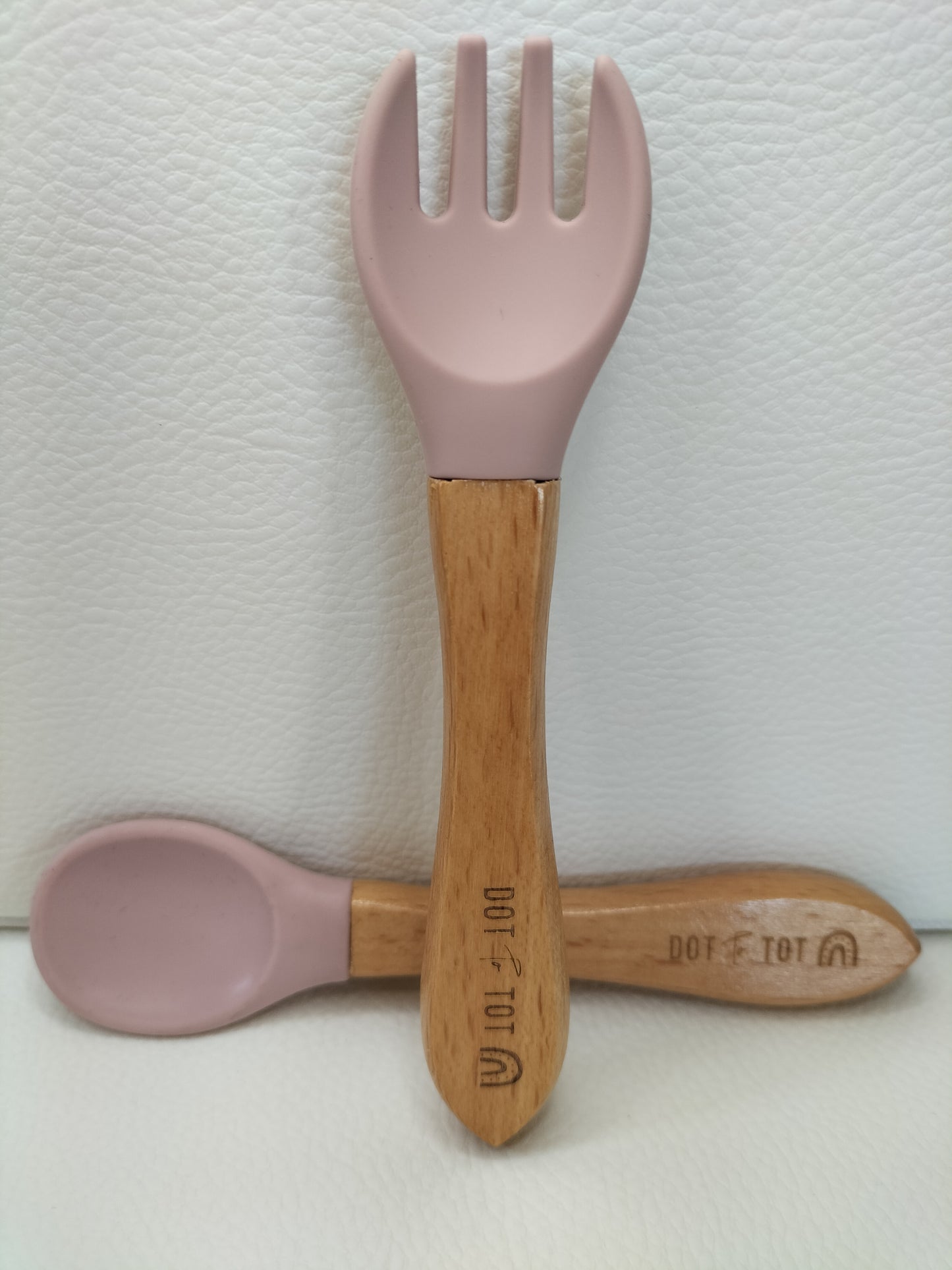 WOODEN HANDLE SILICONE FORK & SPOON SET