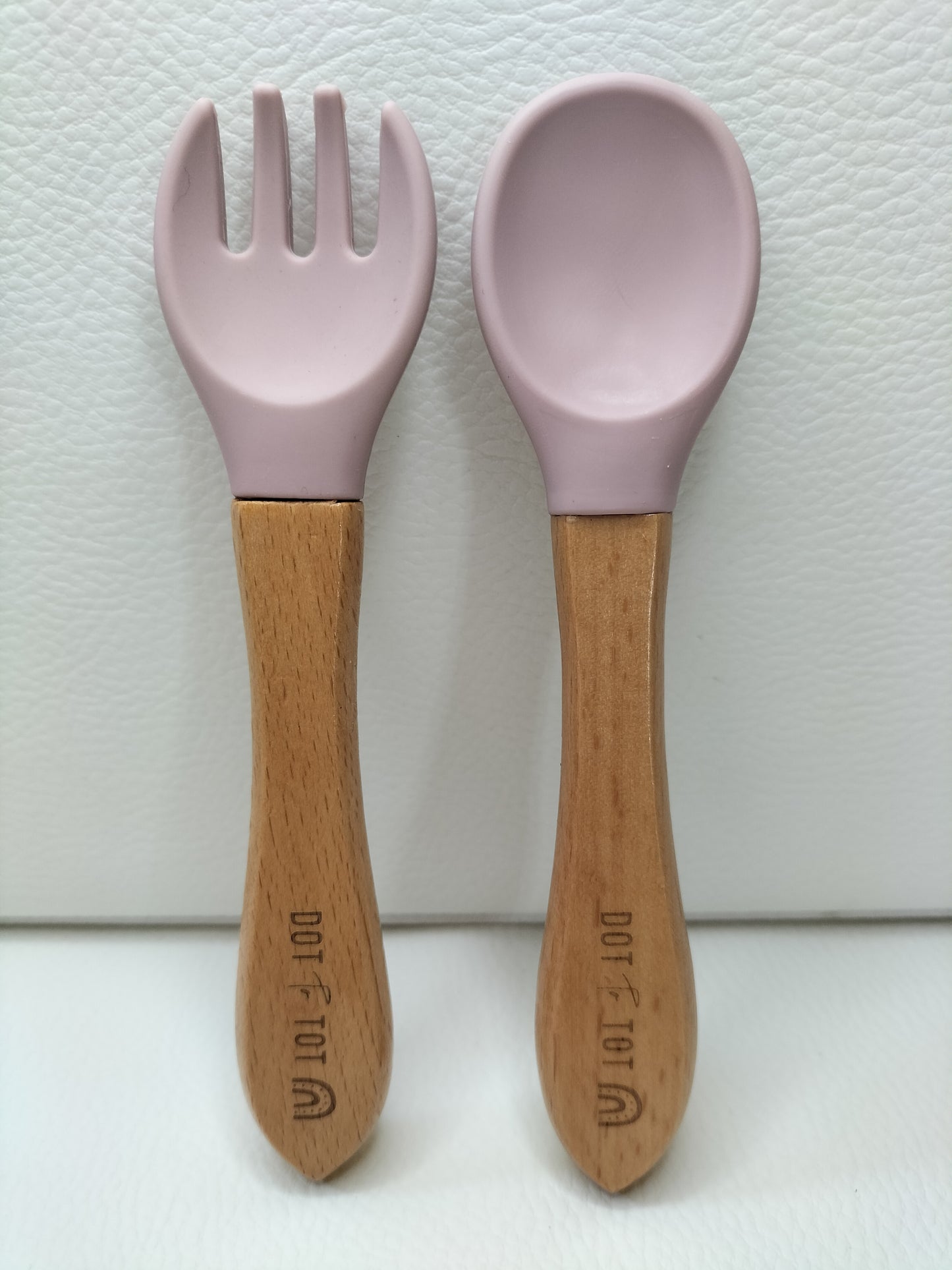 WOODEN HANDLE SILICONE FORK & SPOON SET